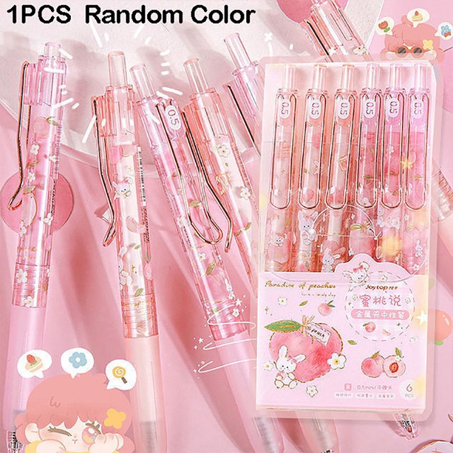 Japanese-Style Pink Gel Pens (6-Piece Aesthetic Set)
